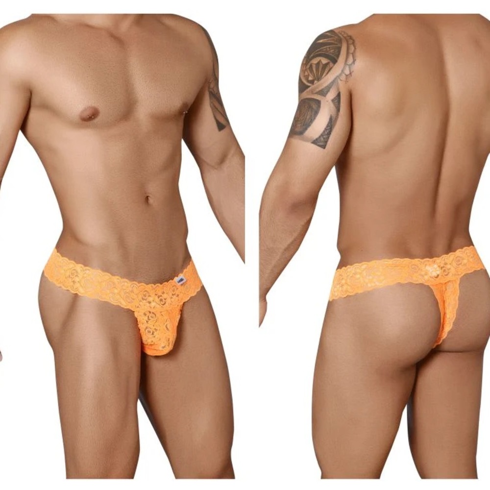 Men's Orange Lace Thong